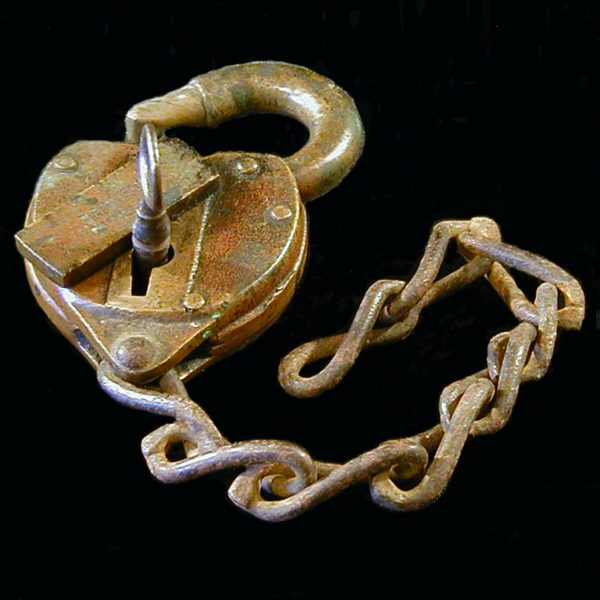 Brass, Antique, Railroad Switch lock with Key, Bohannan Brooklyn NY