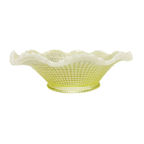 Antique, Victorian glass, EAPG, Antique, Pressed Glass, Pattern Glass, Ribbed Spiral Bowl, Vaseline Opalescent