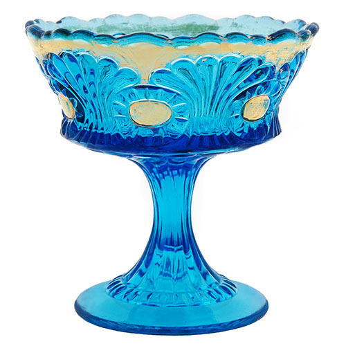 Eapg, Antique, Pressed Glass, Glass Jelly Compote, Toyko, electric blue