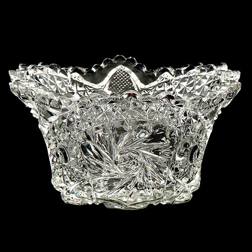 Antique, Crystal Bowl, Pressed Glass, Sawthhot, Pinwheel, Whirling star, art cut, Comet in the stars bowl. united states glass company