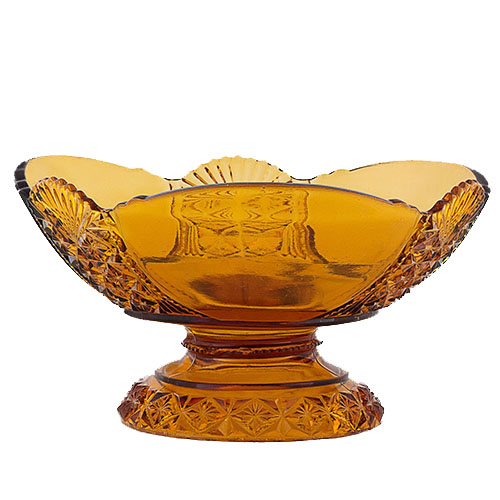 EAPG, Pressed Glass, Pattern Glass, Victorian Glass, Hartley Bowl, Paneled Diamond Cut and Fan Bowl, Richards and Hartley Glass Company, Amber Glass
