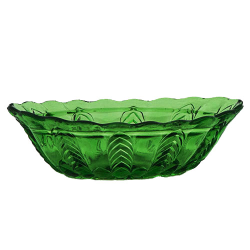 EAPG, Pattern Glass, Pressed Glass, Victorian Glass, Small Oval Florida Bowl, US Glass Company, Green Glass