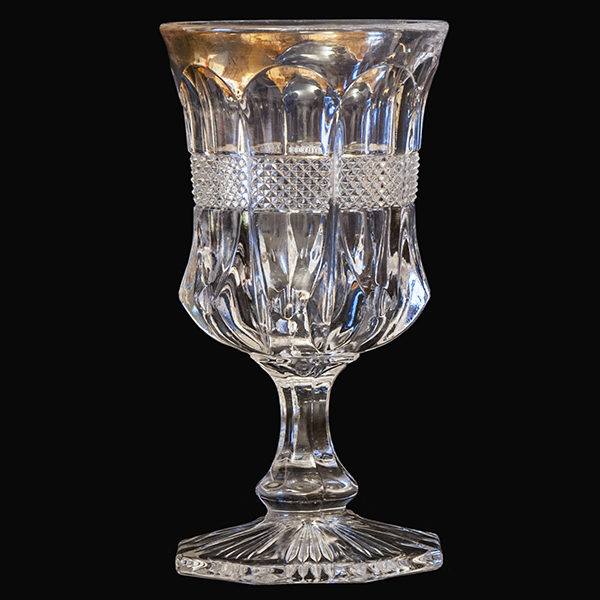 EAPG, Banded Portland Goblet, Virgina Goblet, Pressed Glass, Pattern Glass, US Glass Company, Victorian Glass