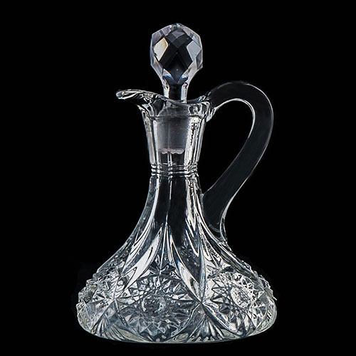 EAPG, Pattern Glass, Pressed Glass, Victorian Glass, Sunburst in Oval Cruet, Duncan and Miller Glass Company