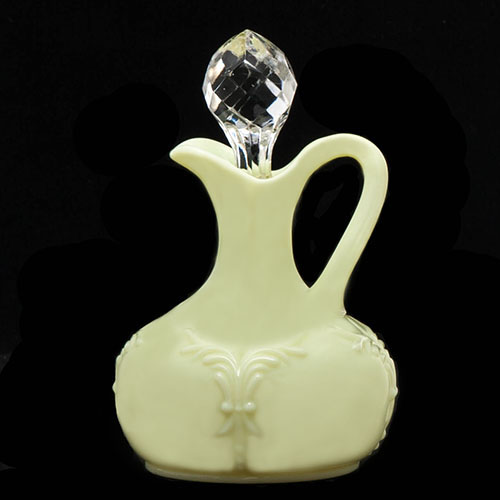 EAPG, Pattern Glass, Pressed Glass, Victorian Glass, Winged Scroll Cruet, Custard Glass, Heisey Glass Company