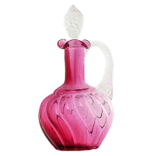 Fenton Art Glass Company, Parian Swirl Cruet, Cranberry Opalescent