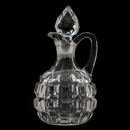 EAPG, Pattern Glass, Pressed Glass, Victorian Glass, Block Duncan number .308 Cruet, ruby stained, George Duncan and Sons Glass Company