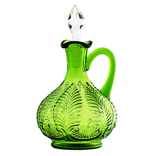 EAPG, Pattern Glass, Pressed Glass, Victorian Glass, missouri cruet, green glass, united stated glass company
