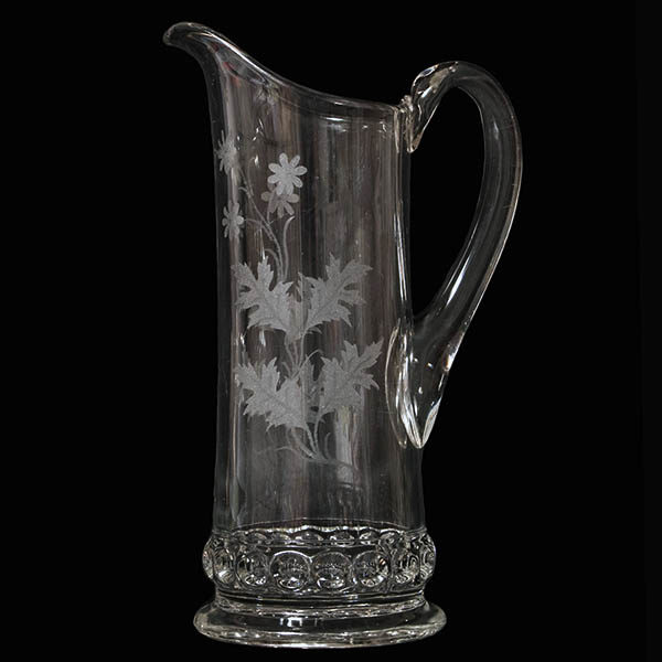 EAPG, Pattern Glass, Pressed Glass, Victorian Glass, Dakota Pitcher, Dakota Tankard, Etched Glass, Ripley and Company