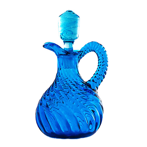 EAPG, Pattern Glass, Pressed Glass, Victorian Glass, Alpha Swirl Cruey, blue glass, Elson Glass Company
