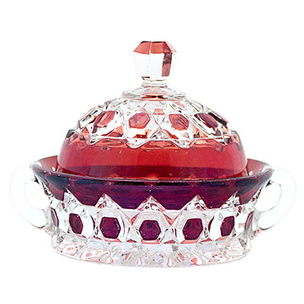 EAPG, Pattern Glass, Pressed Glass, Victorian Glass, Doyle and Company Glass, Red Block Butter Dish