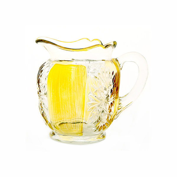 EAPG, Pattern Glass, Pressed Glass, Victorian Glass, yellow glass, brilliant cream pitcher, Riverside Glass Works