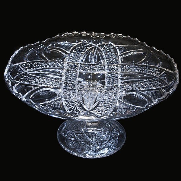 EAPG, Pattern Glass, Pressed Glass, Victorian Glass, Twin Teardops Cake Stand, Anona Cake Stand, Crystal Glass, Bryce Higbee and Company