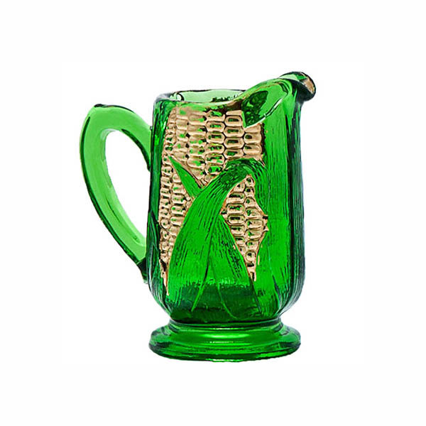 EAPG, Pattern Glass, Pressed Glass, Victorian Glass, Cobb glass pitcher, green glass, United States Glass Company