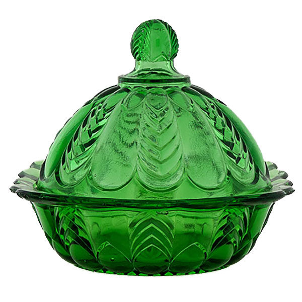 EAPG, Pattern Glass, Pressed Glass, Victorian Glass, Florida, United States Glass Company, Green Glass, Florida Butter Dish
