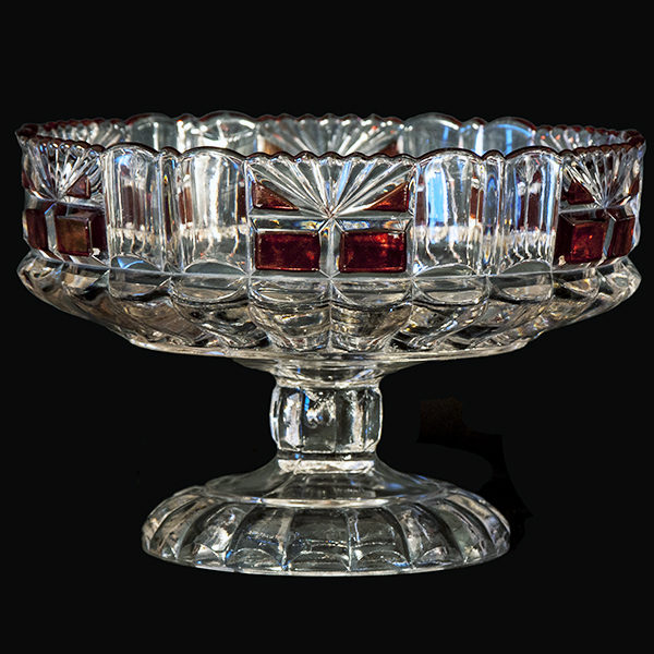 EAPG, Pattern Glass, Pressed Glass, Victorian Glass, Antique, Oregon Block Compote, Skilton Compote, Richard and Hartley Glass Company, oregon Compote