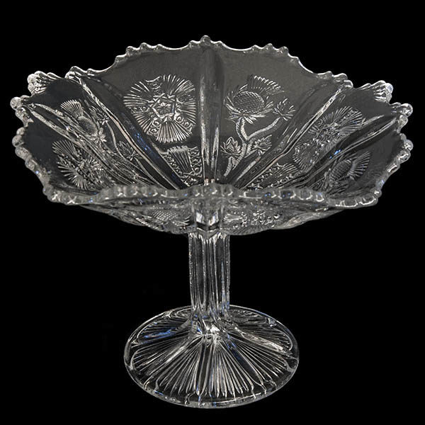 EAPG, Pattern Glass, Pressed Glass, Victorian Glass, Paneled Thistle Compote, Delta Compote, Antique, Higbee Glass Company