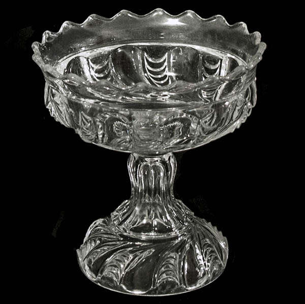EAPG, Pattern Glass, Pressed Glass, Victorian Glass, Scalloped Swirl Jelly Compote, York Herringbone Jelly Compote, United States Glass Company