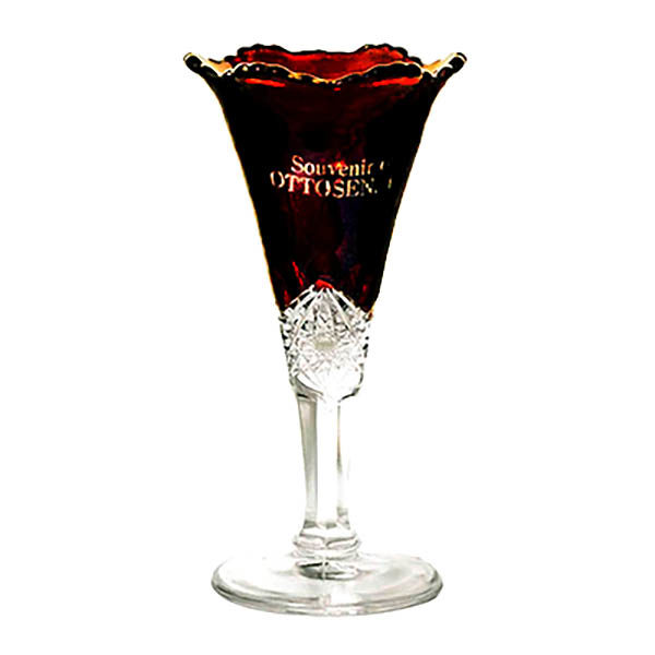EAPG, Pattern Glass, Pressed Glass, Victorian Glass, ruby stained, diamond peg vase,