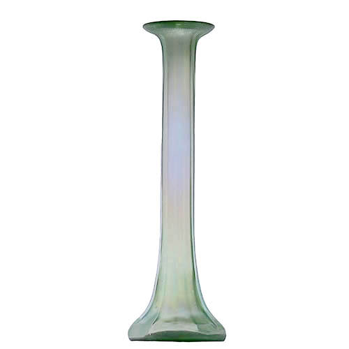 EAPG, Carnival glass, vase, green iridescent glass, Dugan-Diamond Glass Company