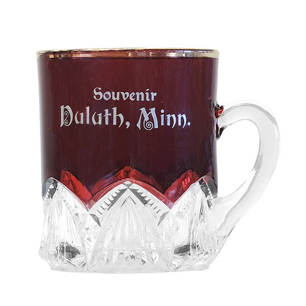 EAPG, Pattern Glass, Pressed Glass, Victorian Glass, ruby stained, pointed arches mug,