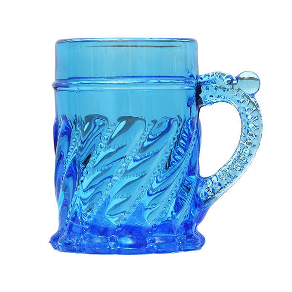 EAPG, Pattern Glass, Pressed Glass, Victorian Glass, blue glass, Puritan Mug, Westmoreland Specialty Glass Company