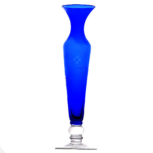 Bohemian Glass Vase, Czech Glass Company, Cobalt Blue