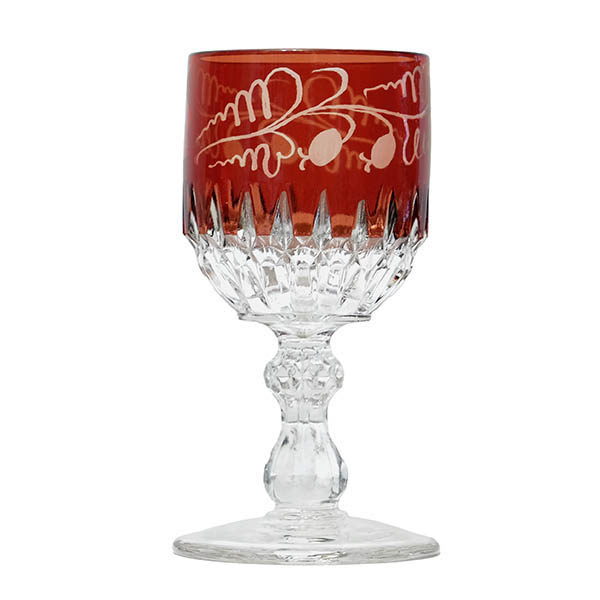 EAPG, Pattern Glass, Pressed Glass, Victorian Glass, Sunk Honeycomb wine glass, Corona Wine Glass, Greensburg Glass Company