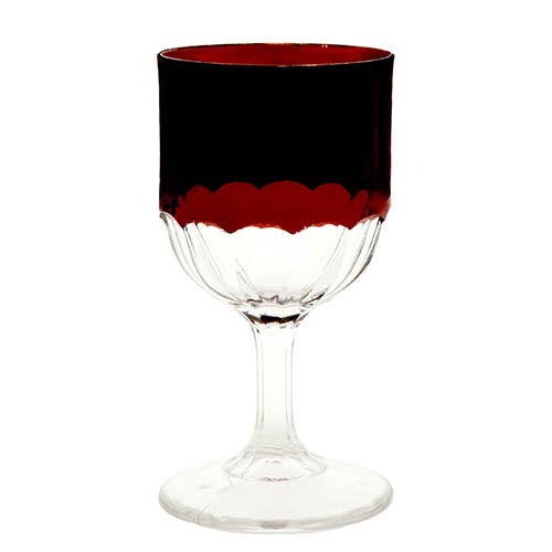 EAPG, Pattern Glass, Pressed Glass, Victorian Glass, Miotin Goblet, McKee and Brothers Glass Company, ruby stained