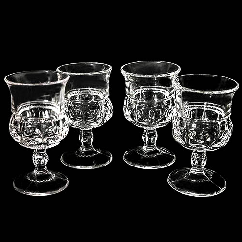 EAPG, Pattern Glass, Pressed Glass, Victorian Glass, Kings Crown wine glass, Thumbprint wine glass, Excelsior Wine glass, Adams Glass Company