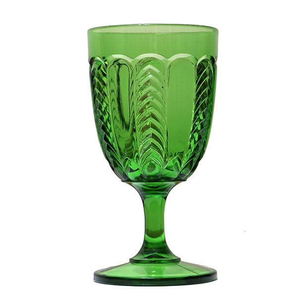 EAPG, Pattern Glass, Pressed Glass, Victorian Glass, Florida goblet, green glass, United States Glass Company