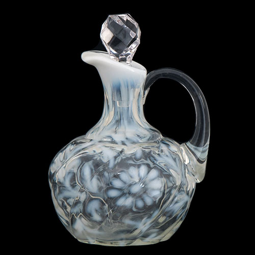 EAPG, Pattern Glass, Pressed Glass, Antique, Victorian Glass, Parian Swirl Daisy and Fern cruet,Buckeye Glass Works, Northwood Glass Company, opalescent