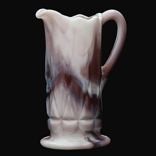 Pointed Jewel tankard, Pointed Jewel pitcher, purple slag glass,
