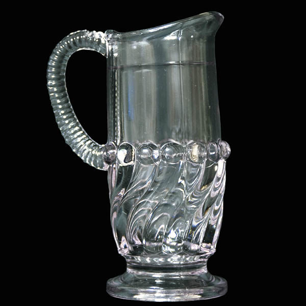 EAPG, Pattern Glass, Pressed Glass, Victorian Glass, antique, Ray Tankard, Ray Pitcher, Swirl and Ball Pitcher, McKee Brothers Glass Company