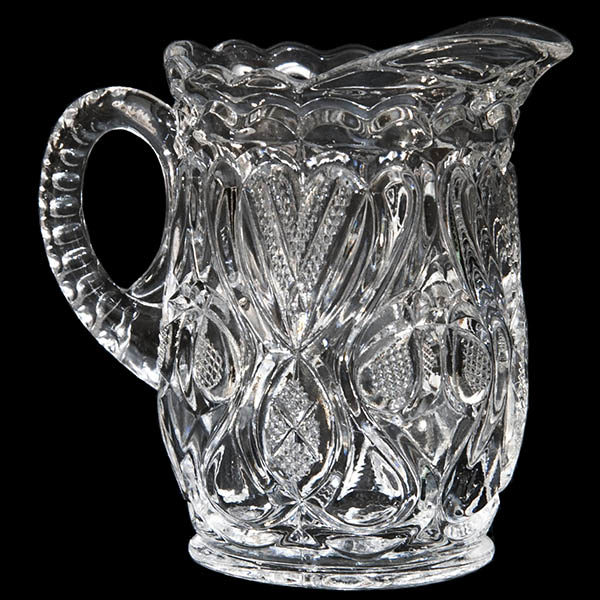 EAPG, Pattern Glass, Pressed Glass, Victorian Glass, antique, V in Heart Cream Pitcher, Bryce Higbee and Company