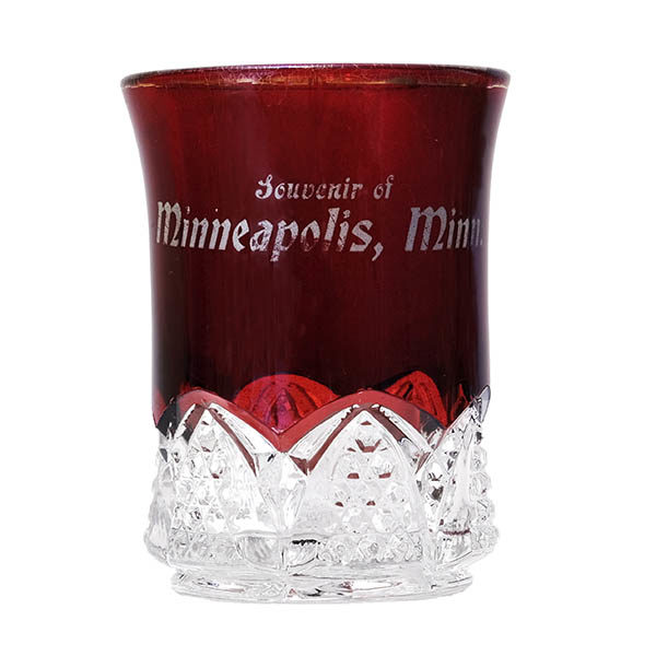 EAPG, Pattern Glass, Pressed Glass, Victorian Glass, ruby stained, Button Arches Tumbler, George Duncan and Sons Glass Company