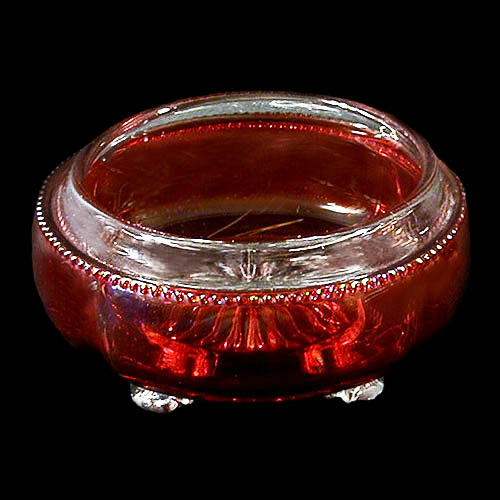EAPG, Victorian Glass, Pressed Glass, Pattern Glass, antique, Georgia Gem Hair Receiver Base, ruby stain, Tarentum Glass Company