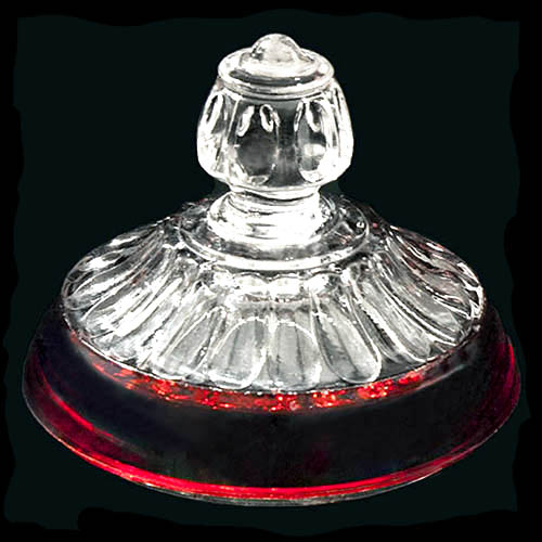 EAPG, Victorian Glass, Pressed Glass, Pattern Glass, antique, Bohner's Rib Sugar Bowl lid, ruby stain