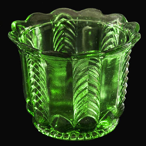 EAPG, Victorian Glass, Pressed Glass, Pattern Glass, antique, Florida Sugar Bowl Base, green glass, United States Glass Company
