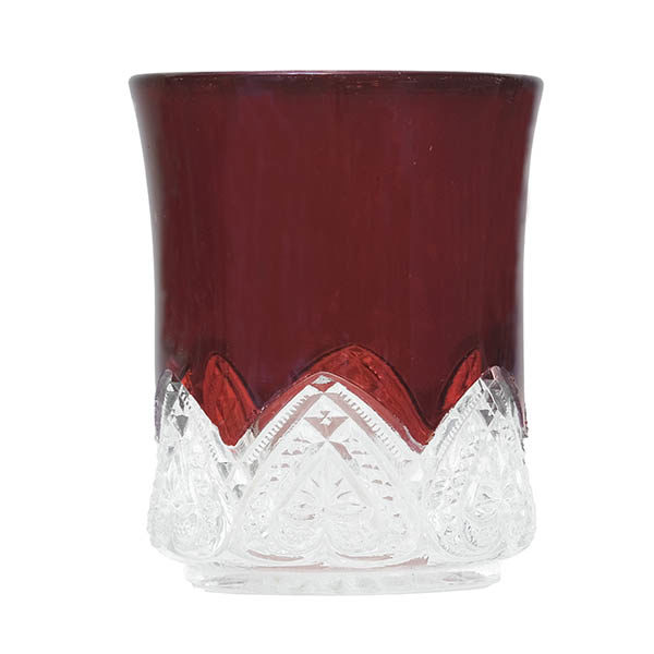 EAPG, Pattern Glass, Pressed Glass, Victorian Glass, ruby stained, Heart Band Tumbler, KcKee and Brothers Company