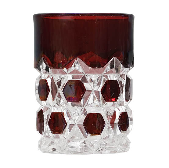 EAPG, Pattern Glass, Pressed Glass, Victorian Glass, ruby stained, block tumbler,Doyle and Company Glass