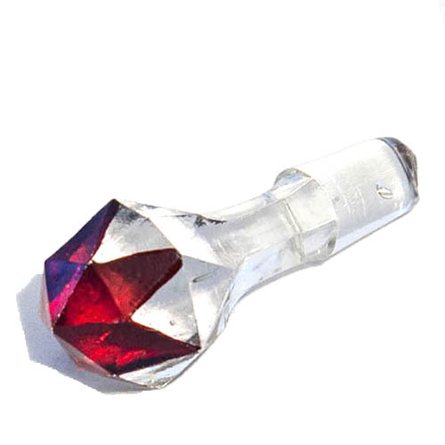 EAPG, Crystal cut glass Stopper, ruby stain