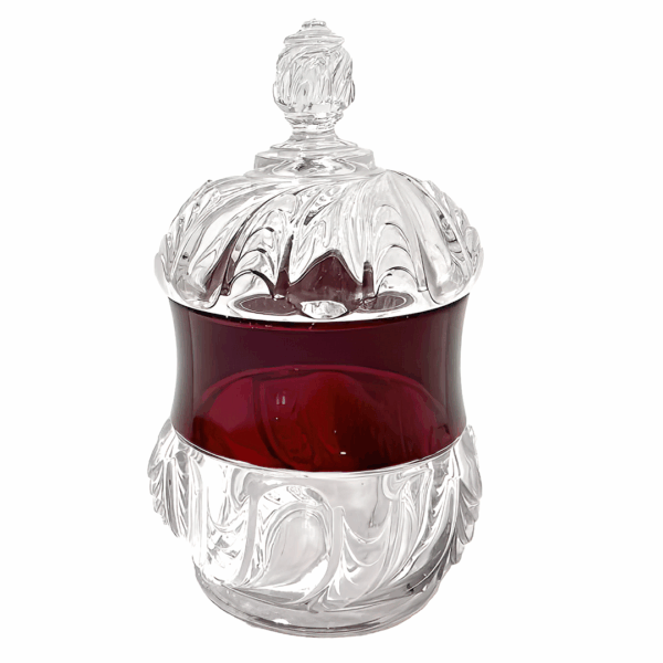 EAPG Scalloped Swirl Sugar Bowl, United States Glass Company, Ruby Stained