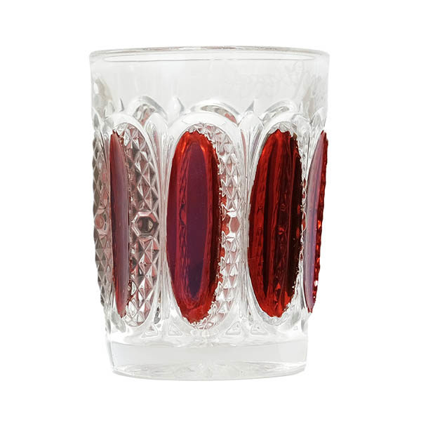 EAPG, Pattern Glass, Pressed Glass, Victorian Glass, ruby stained, Huntington Tumbler,Huntington Glass Company