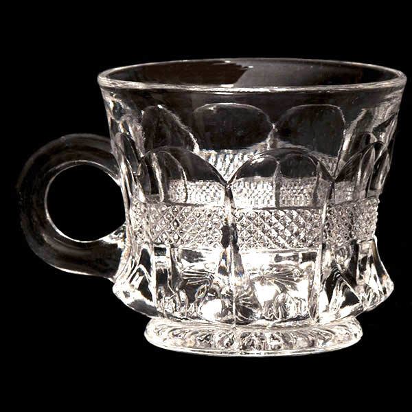 EAPG, Victorian Glass, Pattern Glass, Pressed Glass, Antique, Virginia Punch Cup, Banded Portland Punch Cup, United States Glass Company