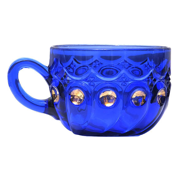 EAPG, Victorian Glass, Pattern Glas, Pressed Glass,antique, Kings 500 Punch Cup, blue glass, King Glass Company