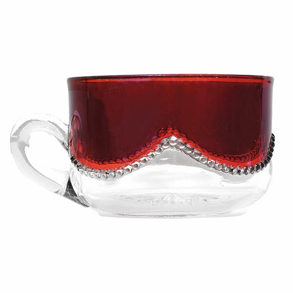 EAPG, Pattern Glass, Victorian Glass, Pressed Glass, Antique. Bead Swag Punch Cup, Ruby Stain, Heisey Glass Company