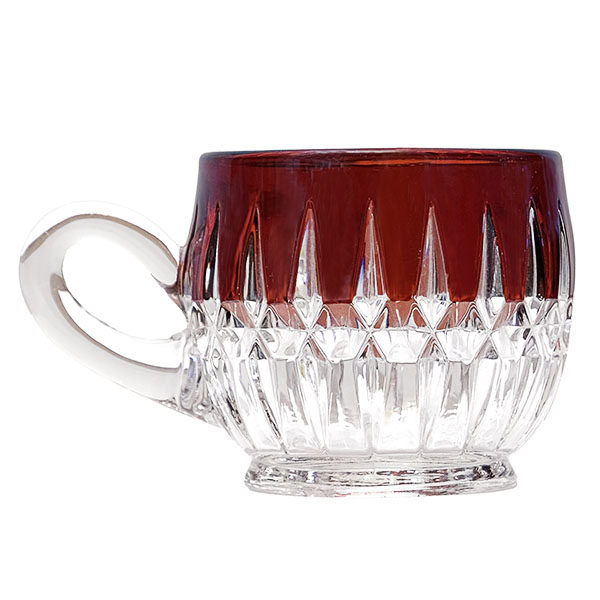 EAPG, Victorian glass, pressed glass, pattern glass, antique, corona punch cup, sunk Honeycomb Punch Cup, ruby stain, Mckee Glass Company, Greensburg Glass Company