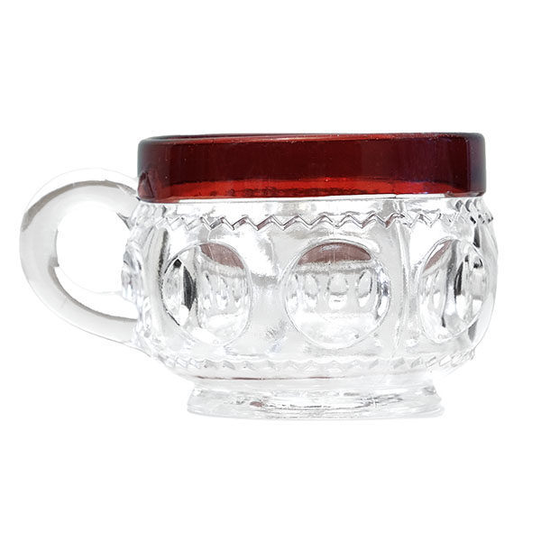 EAPG, Victorian Glass, Pattern Glass, Pressed Glass, Kings Crown Punch Cup, Ruby stain, United States Glass Company