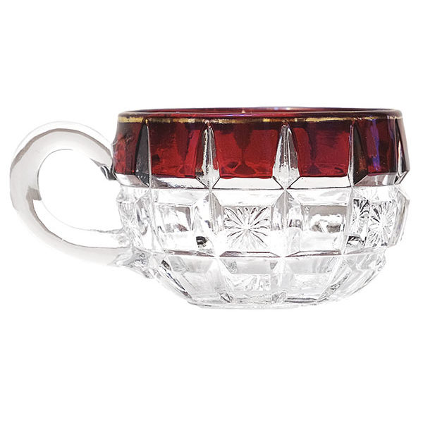 EAPG, Victorian glass, Pattern glass, Pressed glass, antique, Verona punch cup, ruby stain, Tarentum Glass Company
